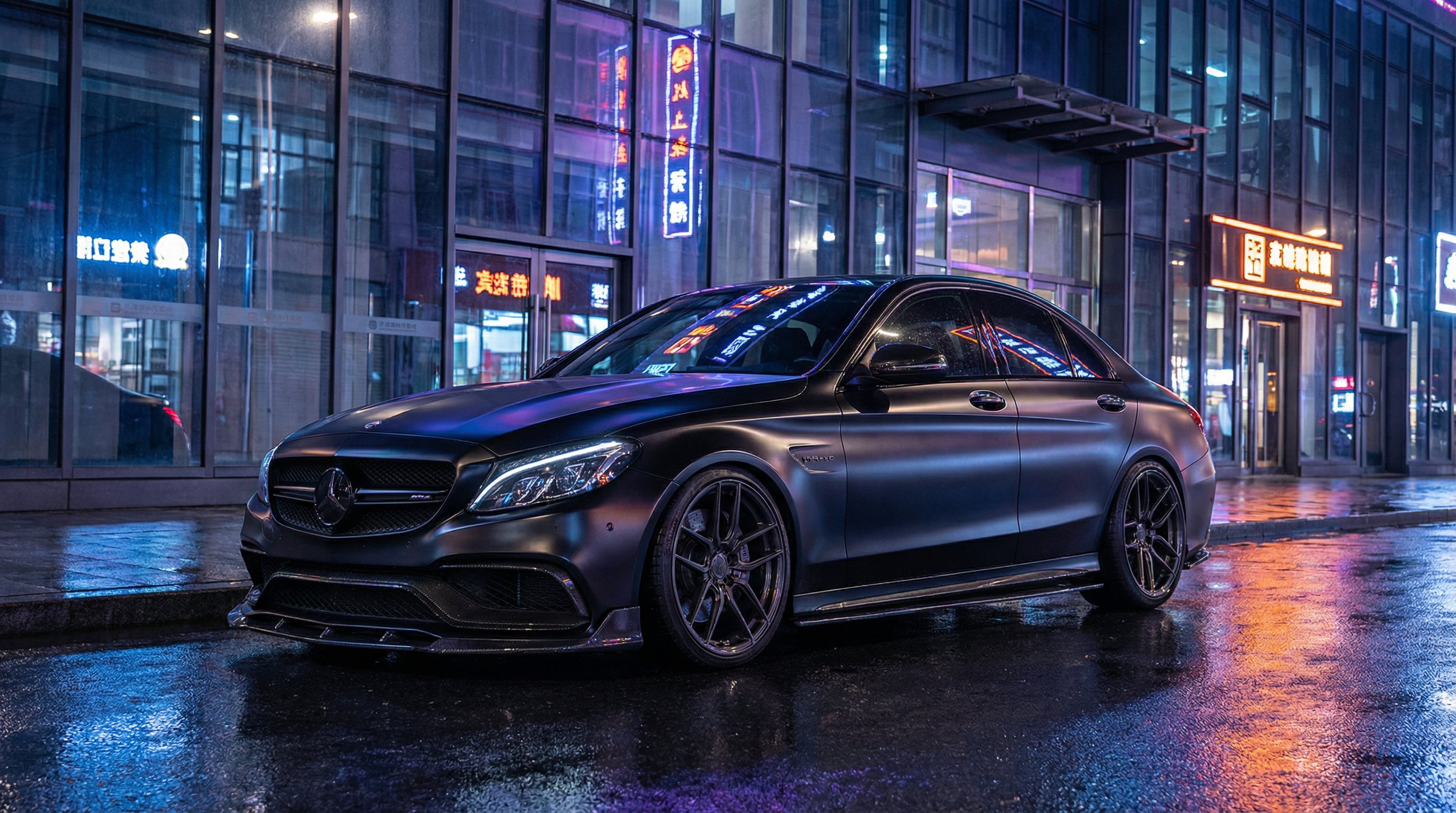 黑丝奔驰C63改装视频